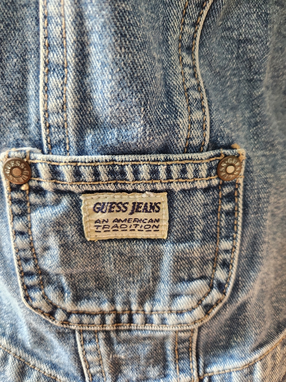 Guess Light Blue Denim Vest with Logo Patch - Picture 3 of 5